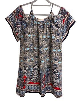 Alter'd State Cold Shoulder Paisley Mini Dress Women's S Boho Festival